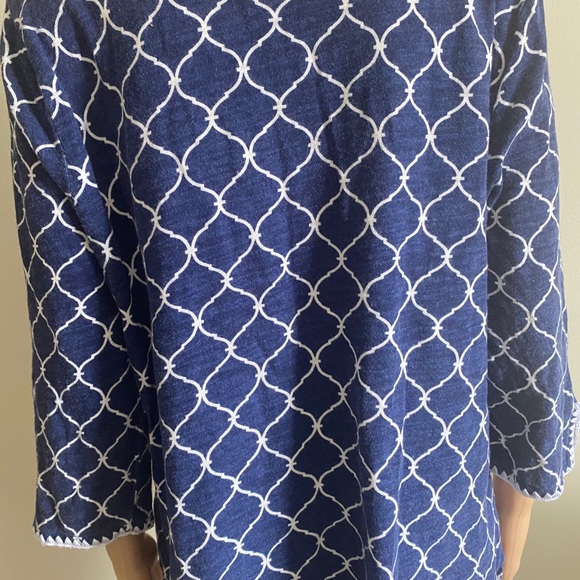 Talbots linen cotton Blend XLp blue blouse - Picture 7 of 7